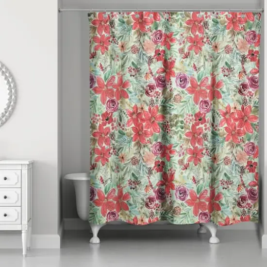 Holiday Blooms Pattern Shower Curtain {1}