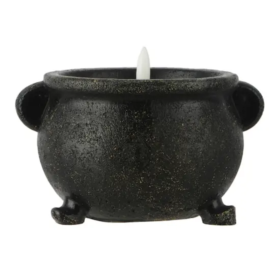 Black Cauldron Faux Flickering Flame LED Wax Candle by Ashland&reg; {1}