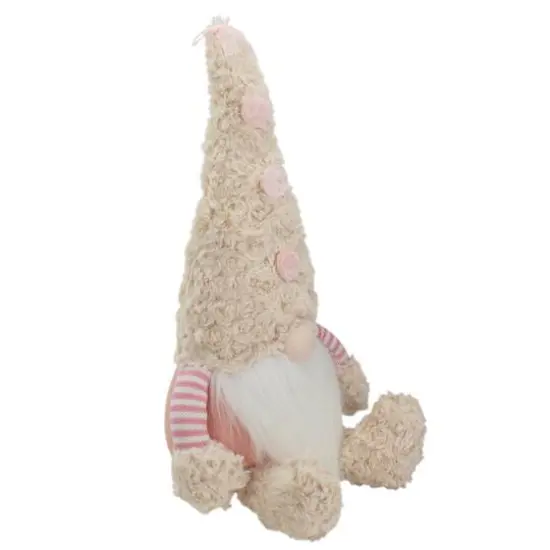 18" Pink Striped Sitting Spring Plush Gnome Figure {4}