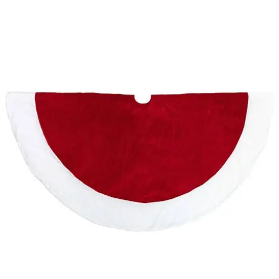 5ft. Red & White Velvet Christmas Tree Skirt {8}