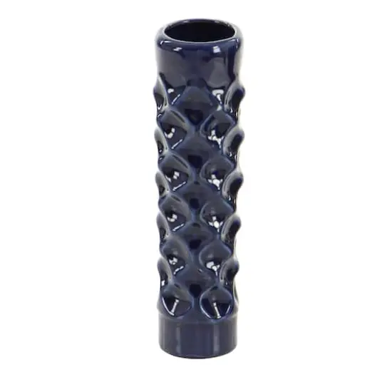 12" Dark Blue Stoneware Contemporary Vase Set {5}