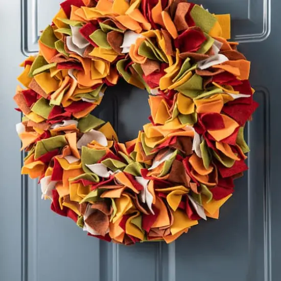 Glitzhome&reg; 19.25" Fall Multicolor Felt Wreath {5}