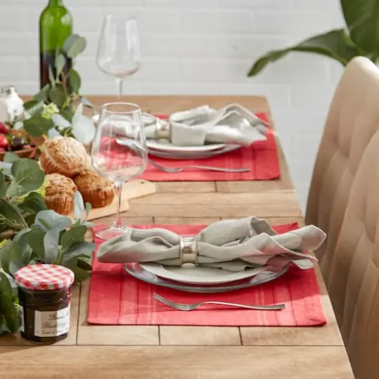 DII&reg; French Stripe Placemats, 6ct. Red {4}