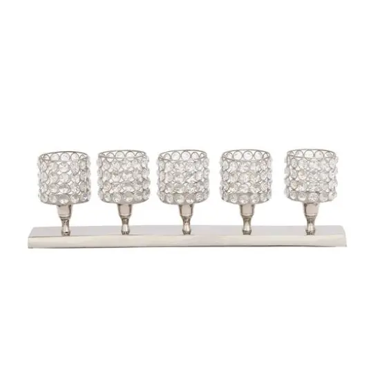 Silver Aluminum Glam Candle Holder, 6" x 21" x 3" {1}