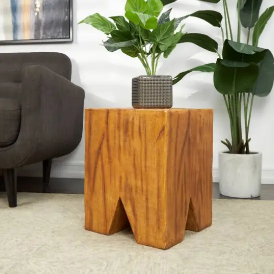 18" Brown Block Outdoor Accent Table {11}