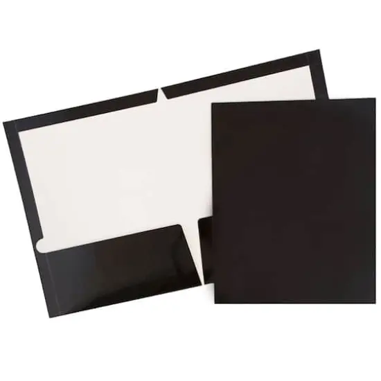 JAM Paper Glossy Laminated Two Pocket Folders, 25ct. Black {1}