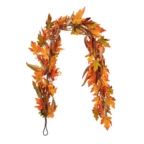 Glitzhome&reg; 6ft. Fall Maple Leaf & Sunflower Garland {8}