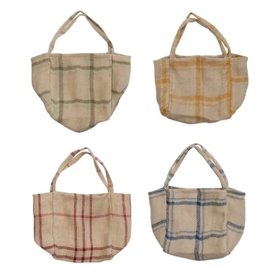 Hello Honey&reg; Plaid Jute Tote Bag Set {4}