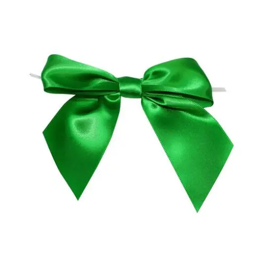 JAM Paper 4" Satin Twist Tie Bows, 50ct. Emerald {1}