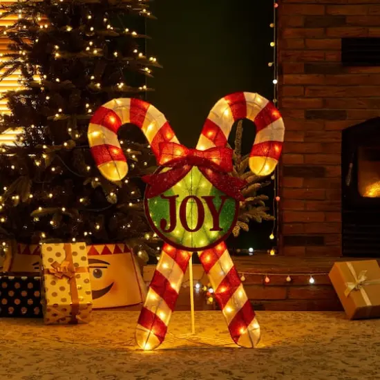 Glitzhome&reg; 3ft. Lighted Christmas Candy Cane Outdoor D&eacute;cor {4}