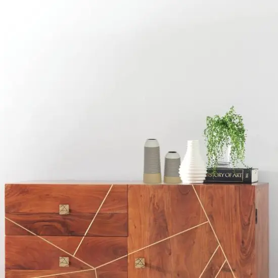 Set of 2 Multi Colored Metal Contemporary Style Vase, 10", 14" {9}