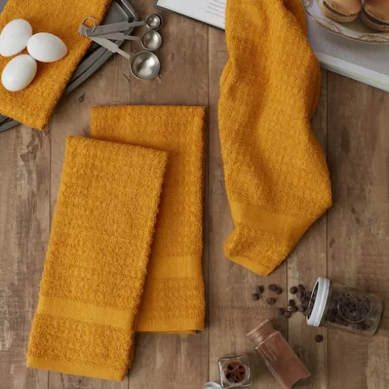DII&reg; Solid Honey Gold Waffle Terry Dish Towels, 4ct. {3}