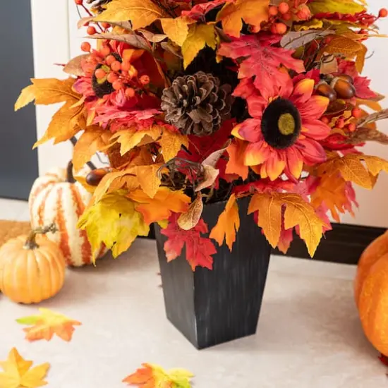 Glitzhome&reg; 36" Fall Sunflower, Pinecone and Berry Porch Tree {5}