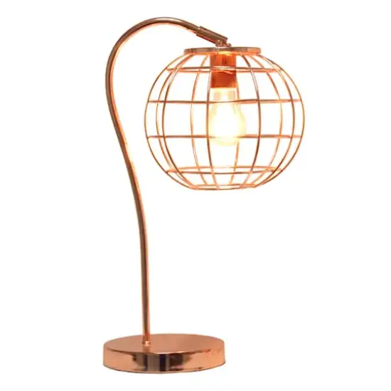 Lalia Home 20" Arched Metal Cage Table Lamp Rose Gold {3}