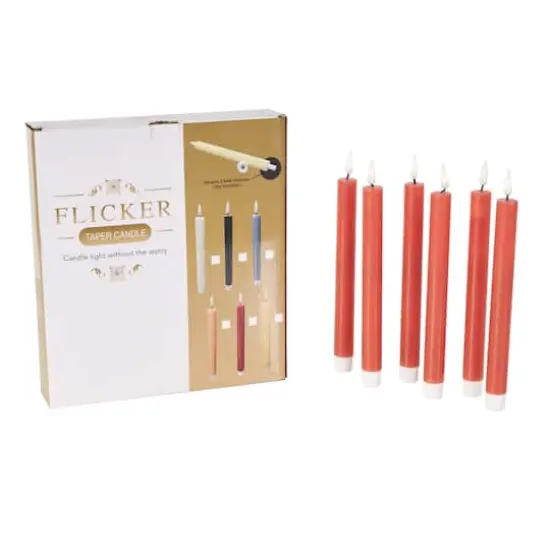 10" Flameless Wax Candles with Remote Control, 6ct. Red {1}