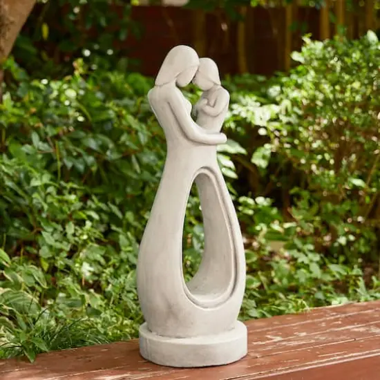 Glitzhome&reg; 24.75" Modern Abstract Sculpture Hugging Mommy & Baby Garden Statue {5}