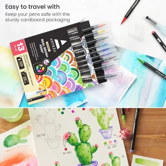 Arteza&reg; Unique Colors Real Brush Pens&reg; & Water Brush Pen Set {4}