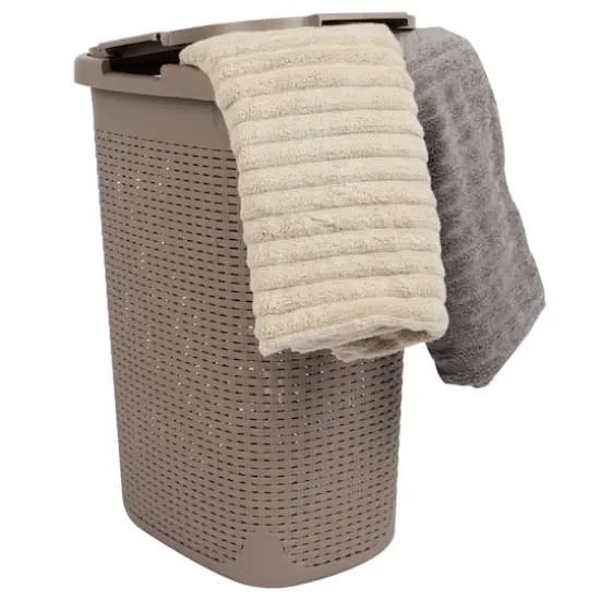 Mind Reader 60L Hamper Laundry Basket with Cutout Handles Brown Metallic {5}