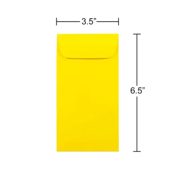 JAM Paper 3.5" x 6.5" Coin Business Envelopes, 50ct. Yellow {6}