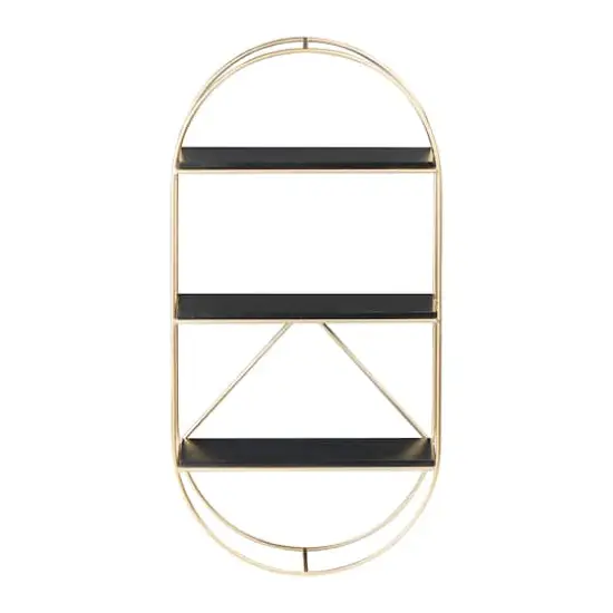 Hello Honey&reg; Metal & Wood Gold Oval Wall Shelf {1}
