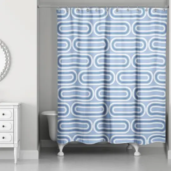 Groovy Blue Lines Shower Curtain {3}