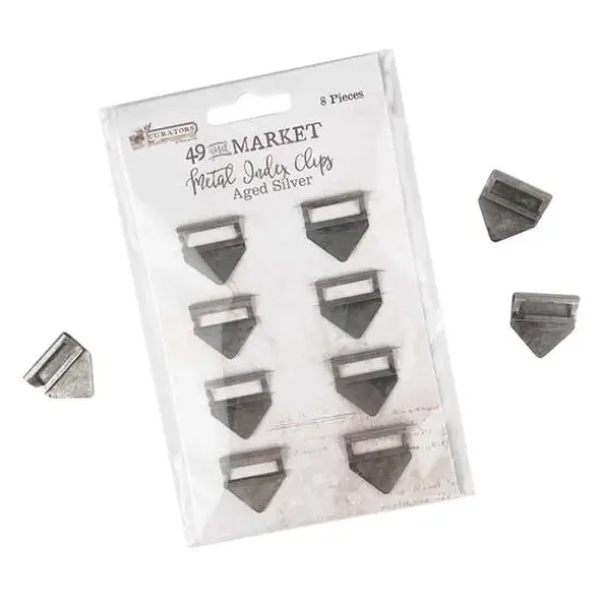 49 And Market Curators Aged Silver Metal Index Clips, 8ct. {3}
