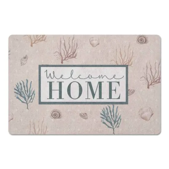 Welcome Home Multi Shell Plus Floor Mat Coral and White Plus on Blush {1}