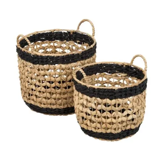 Honey Can Do Black & Brown Round Woven Decorative Nesting Basket Set {1}