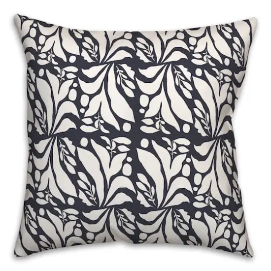18" Fun Foliage Indoor/Outdoor Pillow Navy {1}