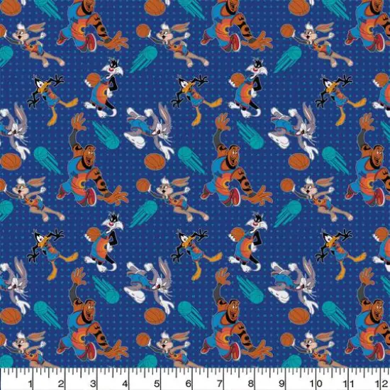 Space Jam Players Tonal Blue Precut Cotton Fabric {3}