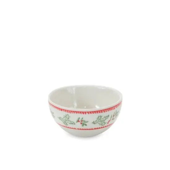 Mistletoe & Pine Holiday Stoneware Bowl Set, 3.5", 5" & 6.75" {6}