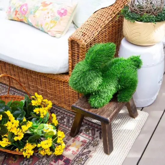 14in. UV Resistant Artificial Grass Garden Plush Topiary Bunny Rabbit (Indoor/Outdoor) {11}