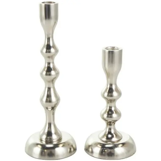 Contemporary Aluminum Taper Candle Holder Set Silver {7}