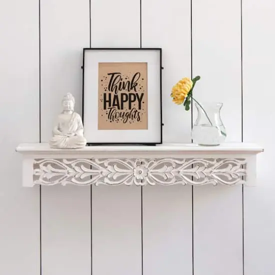 Habitat D&eacute;cor Hyla 24" White Decorative Shelf {4}