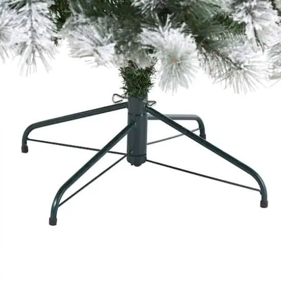 7ft. Pre-Lit Flocked Oregon Pine Artificial Christmas Tree, Clear LED Lights {7}