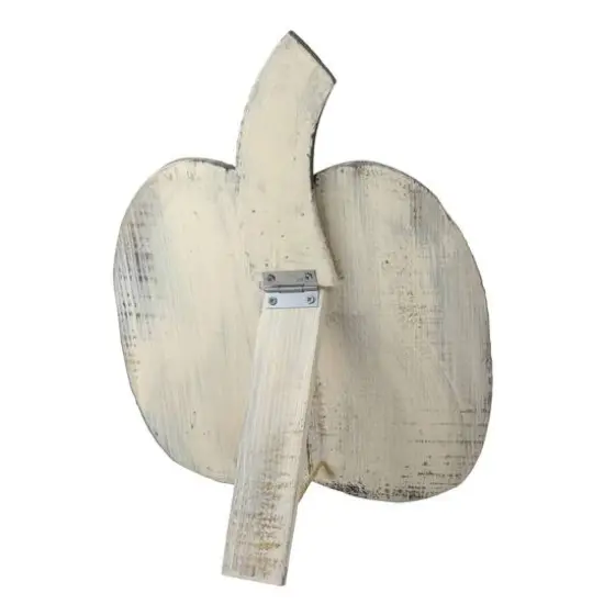 14.5" White Wooden Thanksgiving Pumpkin with Stem {4}