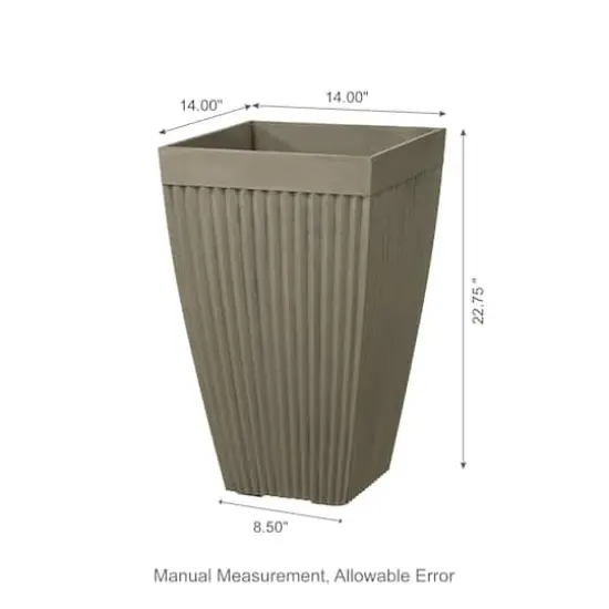 Glitzhome® 23" Eco-Friendly Oversized Faux Concrete Square Fluted Pot Planters, 2ct. Brown {9}