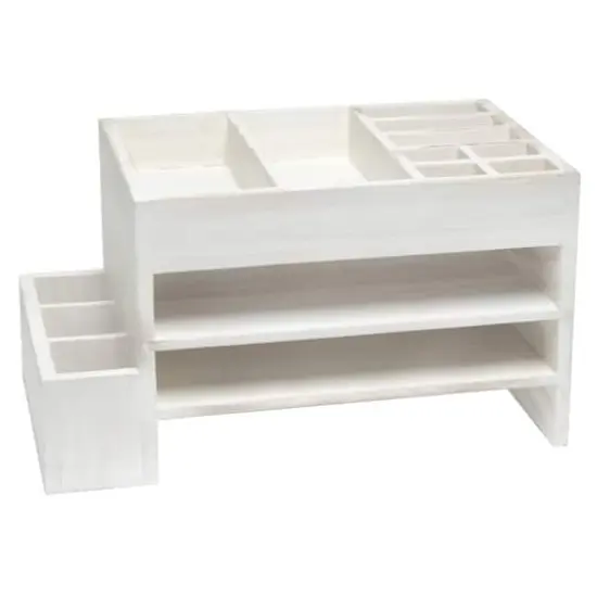 Elegant Designs Whitewash Wood Cubbies & Letter Tray Desk Organizer {1}