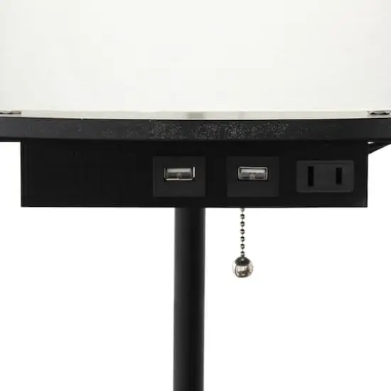 Simple Designs&trade; 62.5" Round Floor Lamp with 2 USB Ports and 1 Outlet Black {14}