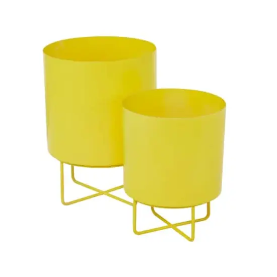 Yellow Modern Planter, Set of 2" 16", 13" {3}
