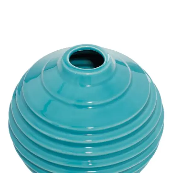 Blue Stoneware Modern Vase Set {10}