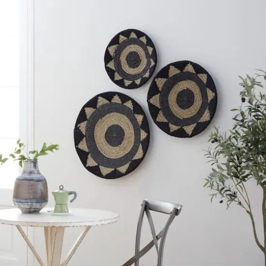 Set of 3 Black Cotton Rustic Wall Decor 24", 20", 16" {9}