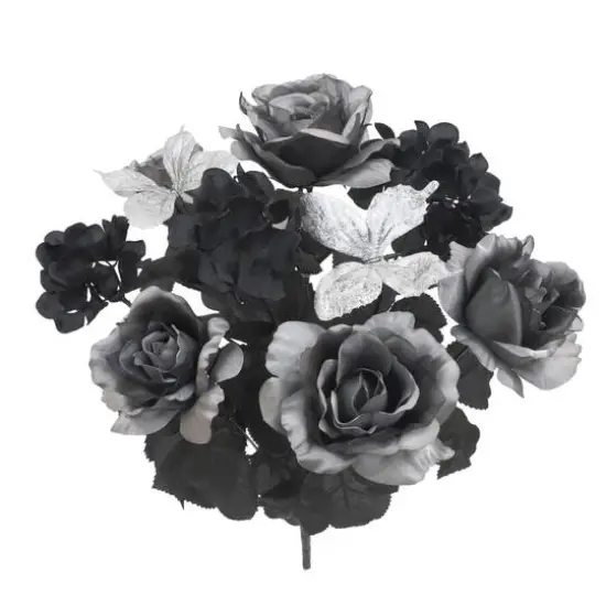 18.5" Black & Gray Rose & Silver Butterfly Bush by Ashland&reg; {3}