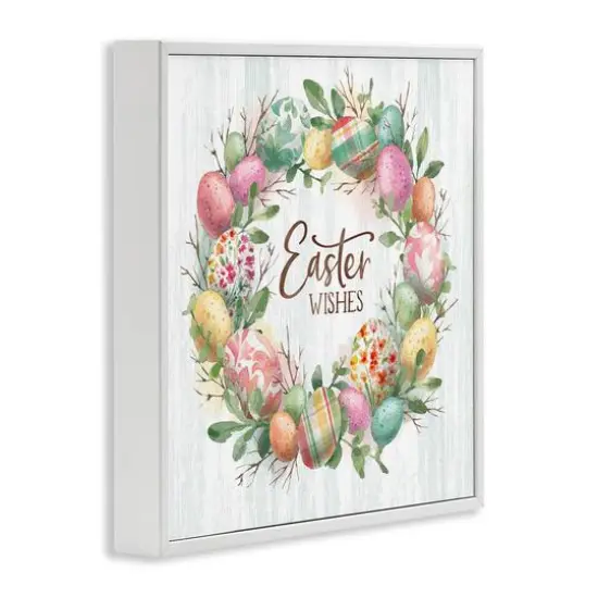 Stupell Industries Easter Wishes Wreath Framed Giclee Art White {4}