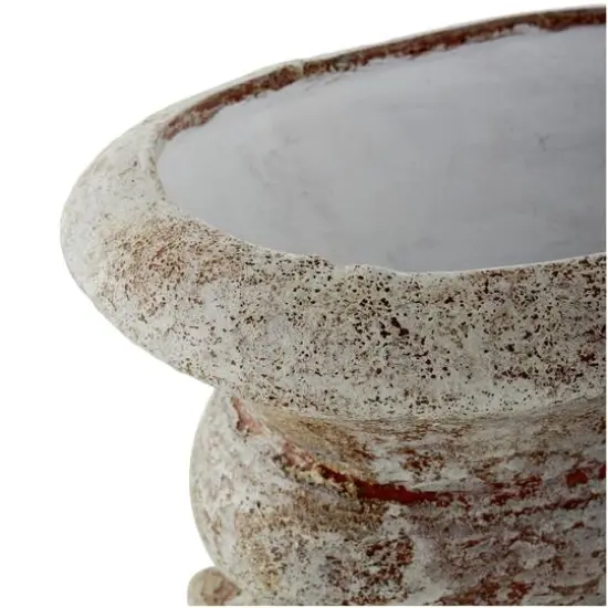 10.5" Brown Ceramic Antique Style Textured Wide Vase with Copper Accents {6}