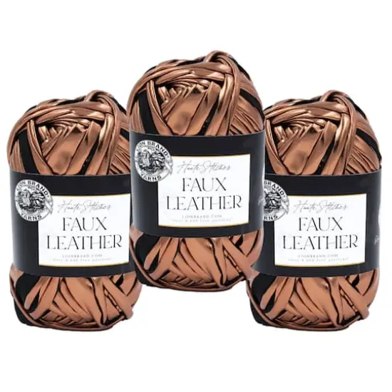 3 Pack Lion Brand&reg; Haute Stitches Faux Leather Yarn Bronze {1}