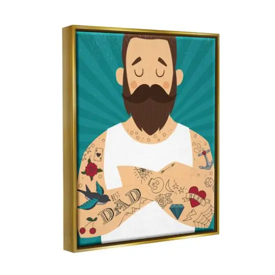 Stupell Industries Best Dad Father's Day Tattoos Floater Framed Art Gold {4}