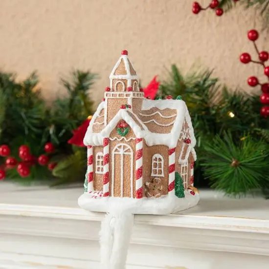 Glitzhome&reg; Gingerbread House Stocking Holder Set {4}