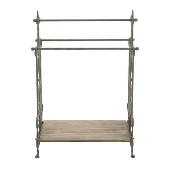 41'' Black Vintage Metal Towel Rack {4}