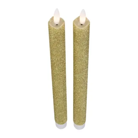 12" Gold Glittered Flameless Taper Candles, 2ct. {7}